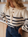 Striped Button - Front Sweater - Your Second Look