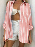 Striped Button - Up Shirt with Chest Pocket - Your Second Look