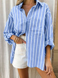 Striped Button - Up Shirt with Chest Pocket - Your Second Look