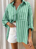 Striped Button - Up Shirt with Chest Pocket - Your Second Look