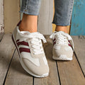 Striped Contrast Mesh Lace Up Sneakers - Your Second Look