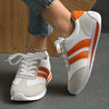 Striped Contrast Mesh Lace Up Sneakers - Your Second Look
