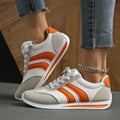 Striped Contrast Mesh Lace Up Sneakers - Your Second Look
