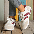 Striped Contrast Mesh Lace Up Sneakers - Your Second Look