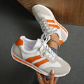 Striped Contrast Mesh Lace Up Sneakers - Your Second Look