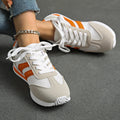 Striped Contrast Mesh Lace Up Sneakers - Your Second Look