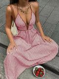 Striped Halter Neck Maxi Dress - Your Second Look