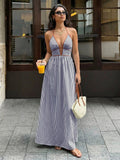 Striped Halter Neck Maxi Dress - Your Second Look