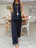 Striped Sleeveless Top and Pants Two - Piece Set - Your Second Look