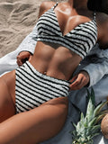 Striped V - Neck Two - Piece Swim Set - Your Second Look