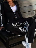 Striped Zip Up Top and Pants Set - Your Second Look