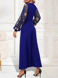 Surplice Embroidered Long Sleeve Wide Leg Jumpsuit - Your Second Look
