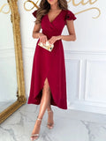 Surplice Ruffled Cap Sleeve Dress - Your Second Look