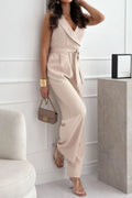 Surplice Sleeveless Wide Leg Jumpsuit - Your Second Look