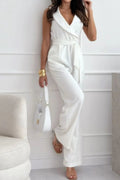 Surplice Sleeveless Wide Leg Jumpsuit - Your Second Look