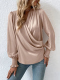 Surplice Smocked Lantern Sleeve Blouse - Your Second Look