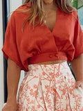 Surplice Top and High Waist Pants Set - Your Second Look