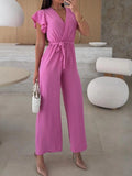 Surplice Wide Leg Belted Jumpsuit - Your Second Look