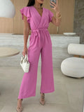Surplice Wide Leg Belted Jumpsuit - Your Second Look