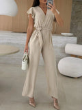 Surplice Wide Leg Belted Jumpsuit - Your Second Look