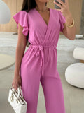 Surplice Wide Leg Belted Jumpsuit - Your Second Look