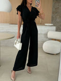 Surplice Wide Leg Belted Jumpsuit - Your Second Look