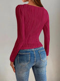 Textured Round Neck Long Sleeve Top - Your Second Look