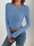 Textured Round Neck Long Sleeve Top - Your Second Look