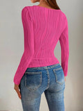 Textured Round Neck Long Sleeve Top - Your Second Look