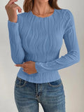 Textured Round Neck Long Sleeve Top - Your Second Look