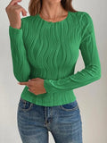 Textured Round Neck Long Sleeve Top - Your Second Look