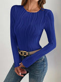 Textured Round Neck Long Sleeve Top - Your Second Look