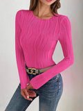 Textured Round Neck Long Sleeve Top - Your Second Look