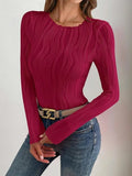 Textured Round Neck Long Sleeve Top - Your Second Look