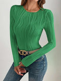 Textured Round Neck Long Sleeve Top - Your Second Look