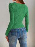 Textured Round Neck Long Sleeve Top - Your Second Look