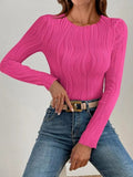 Textured Round Neck Long Sleeve Top - Your Second Look