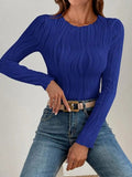Textured Round Neck Long Sleeve Top - Your Second Look