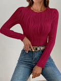 Textured Round Neck Long Sleeve Top - Your Second Look