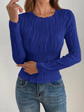Textured Round Neck Long Sleeve Top - Your Second Look