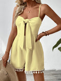 Tie - Front Textured Romper with Tassel Hem - Your Second Look