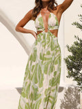 Tropical Print Backless Maxi Sleeveless Dress - Your Second Look