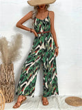 Tropical Print Spaghetti Strap Wide Leg Jumpsuit - Your Second Look
