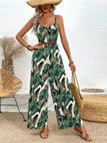 Tropical Print Spaghetti Strap Wide Leg Jumpsuit - Your Second Look