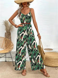 Tropical Print Spaghetti Strap Wide Leg Jumpsuit - Your Second Look