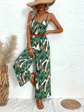 Tropical Print Spaghetti Strap Wide Leg Jumpsuit - Your Second Look