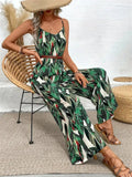 Tropical Print Spaghetti Strap Wide Leg Jumpsuit - Your Second Look