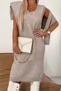 Turtleneck Dropped Shoulder Sweater and Dress Sweater Set - Your Second Look