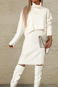 Turtleneck Dropped Shoulder Sweater and Dress Sweater Set - Your Second Look