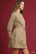 Umgee Drawstring Cable Knit Mini Dress with Pockets - Your Second Look